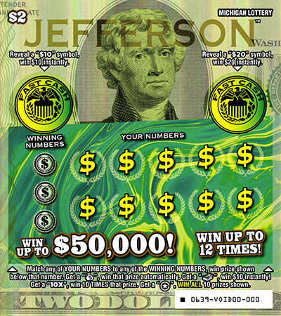 Jefferson Michigan scratch-off ticket