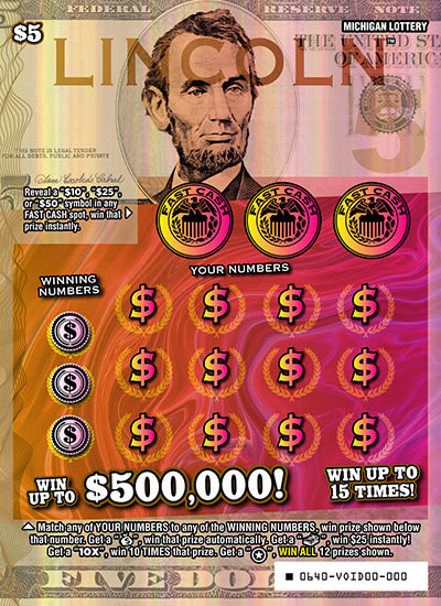 Lincoln Michigan scratch-off ticket