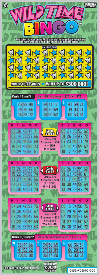 Wild Time Bingo Michigan scratch-off ticket