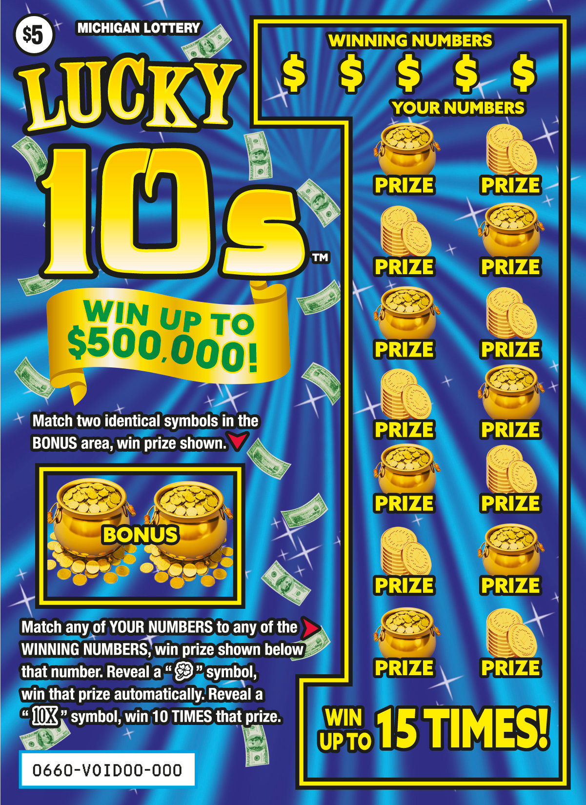 Lucky 10s Michigan scratch-off ticket