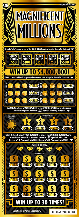 Magnificent Millions Michigan scratch-off ticket
