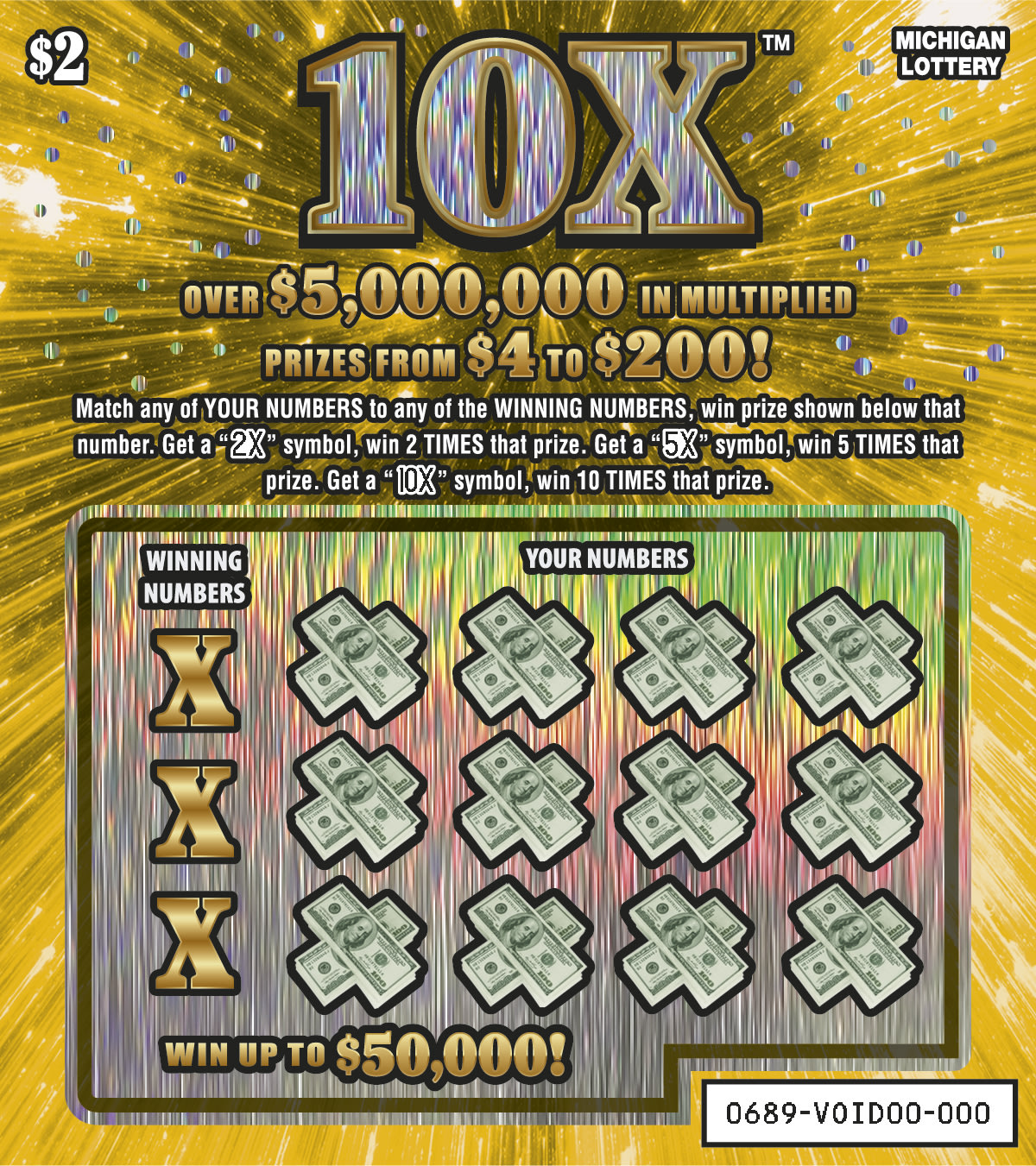 10X Michigan scratch-off ticket