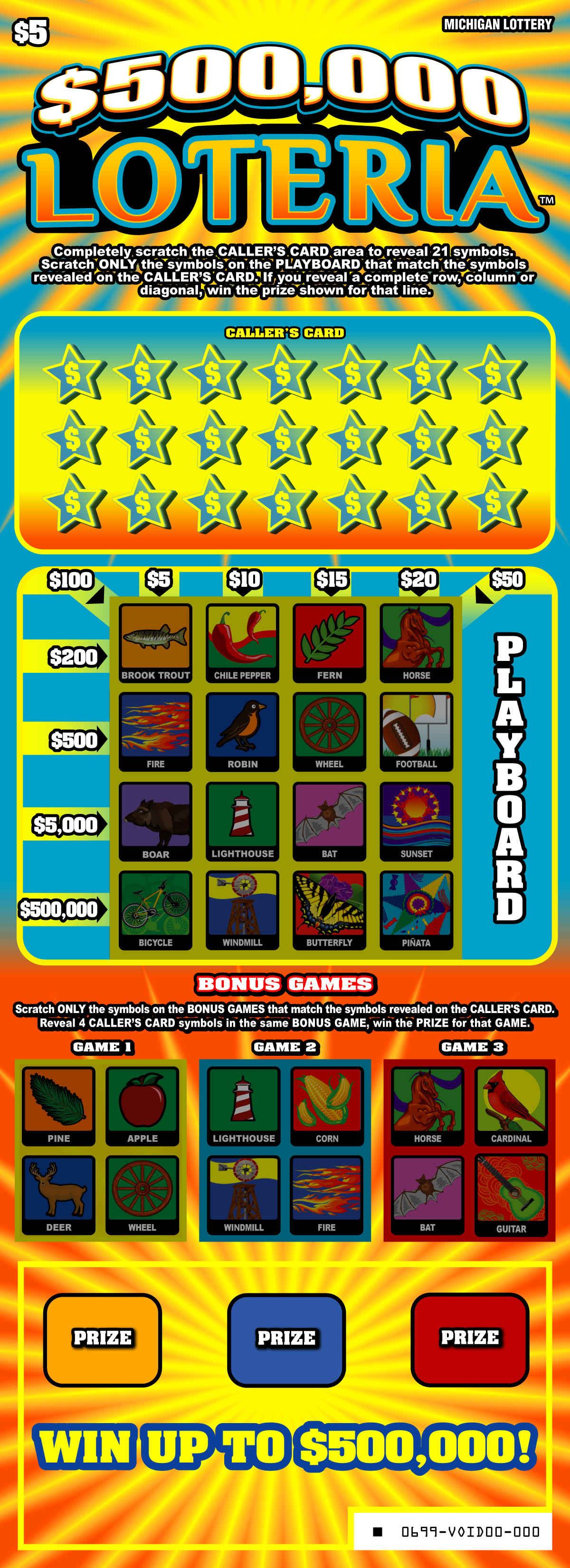 $500,000 Loteria Michigan scratch-off ticket