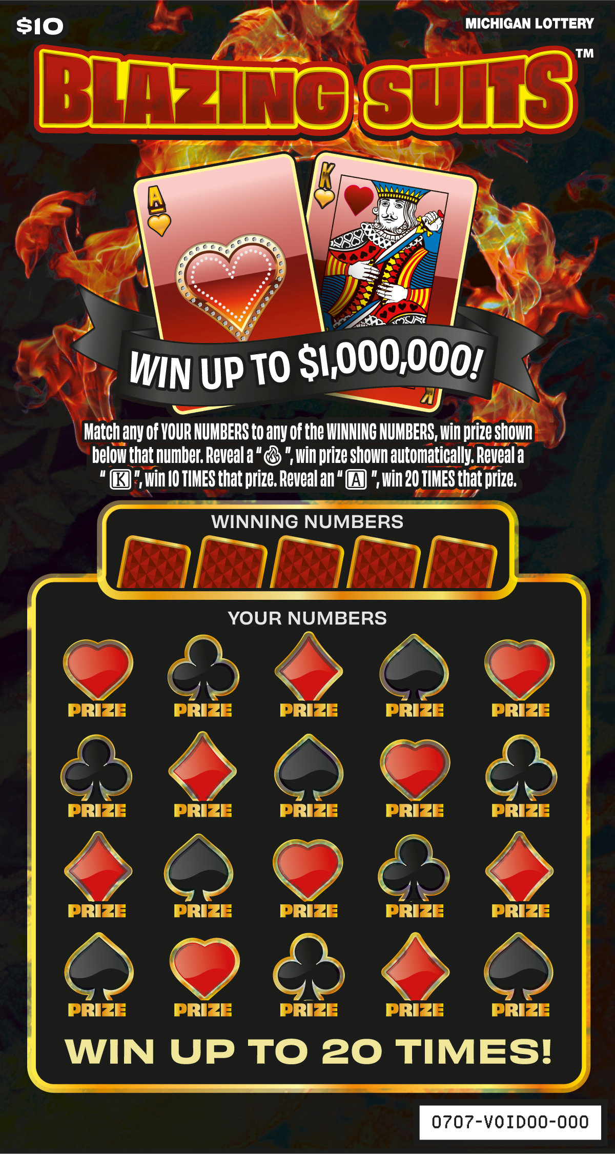 Blazing Suits Michigan scratch-off ticket