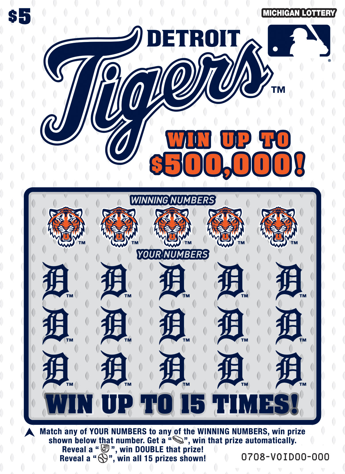 Detroit Tigers Michigan scratch-off ticket