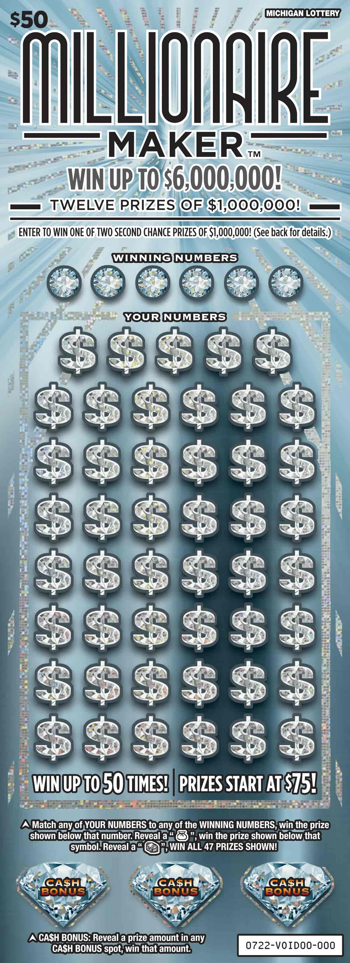Millionaire Maker Michigan scratch-off ticket