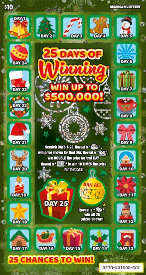 25 Days Of Winning Michigan scratch-off ticket