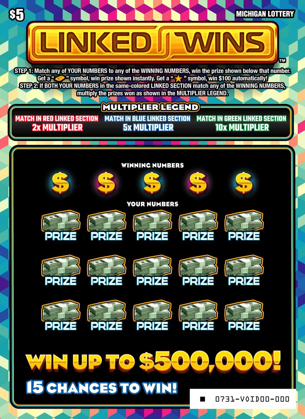 Linked Wins Michigan scratch-off ticket