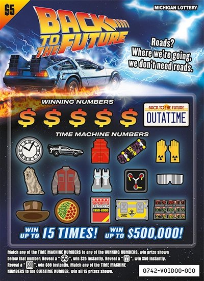 Back To The Future Michigan scratch-off ticket