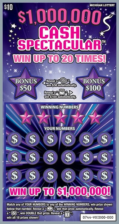 $1,000,000 Cash Spectacular Michigan scratch-off ticket