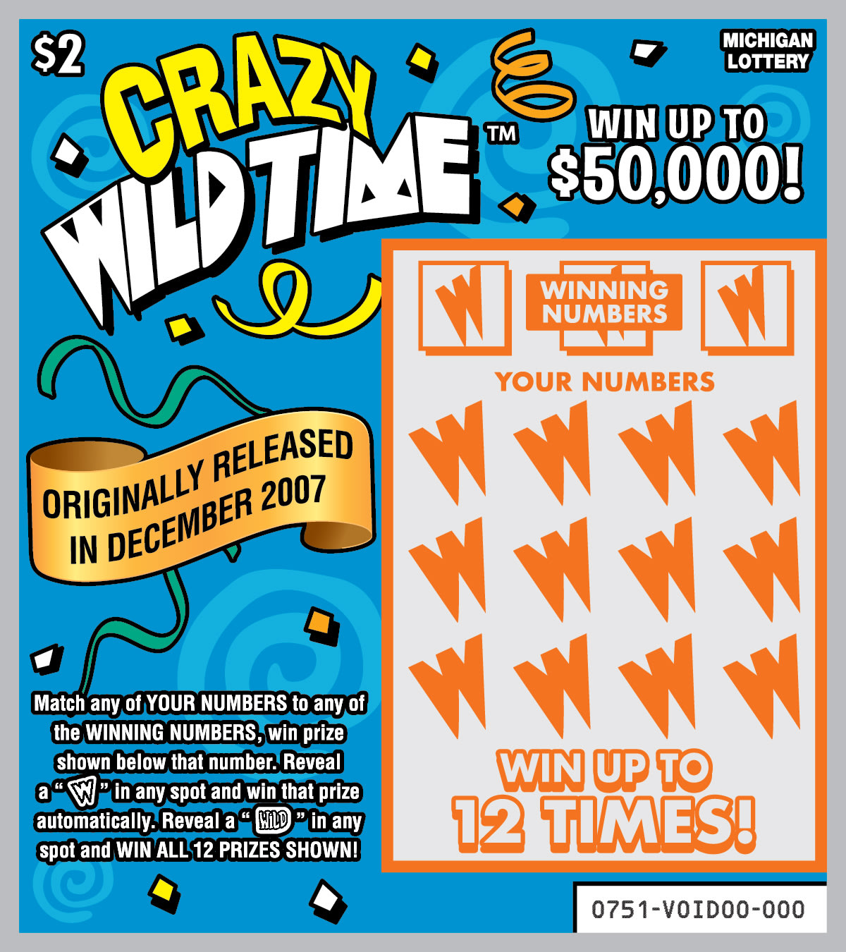 Wild Time Series Michigan scratch-off ticket