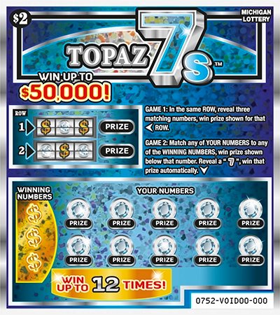 Topaz 7s Michigan scratch-off ticket