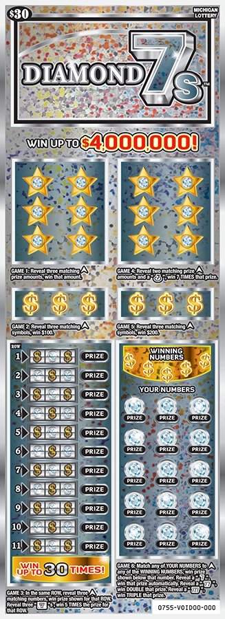 Diamond 7s Michigan scratch-off ticket