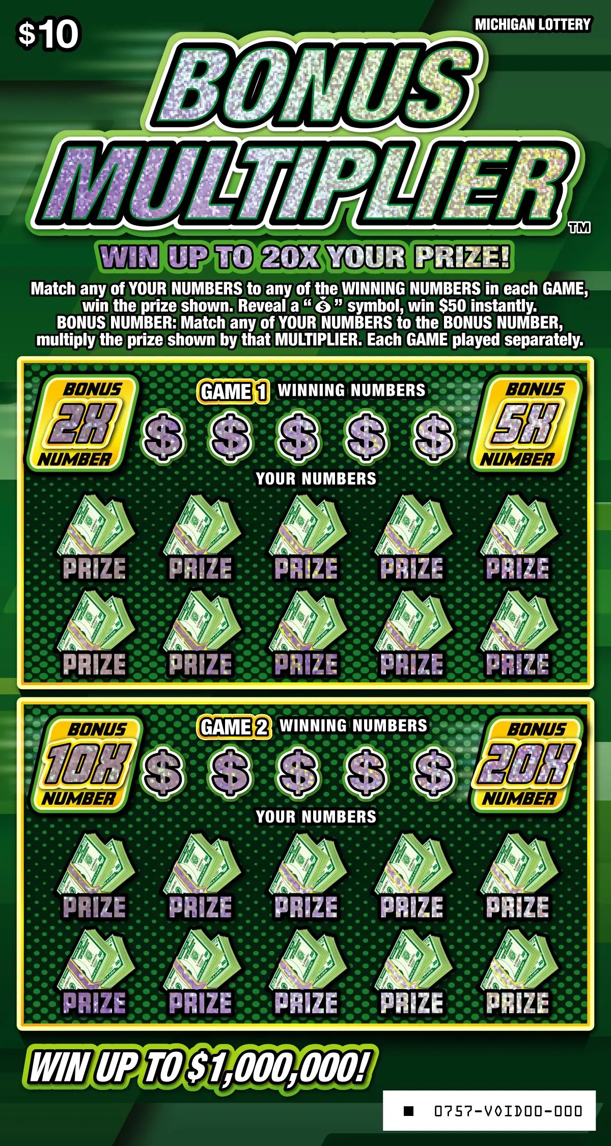 Bonus Multiplier Michigan scratch-off ticket