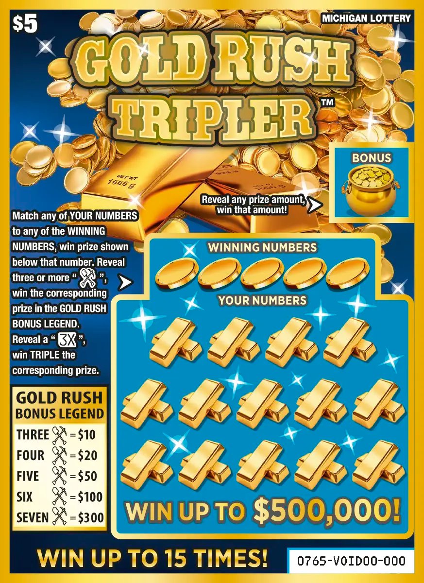 Gold Rush Tripler Michigan scratch-off ticket