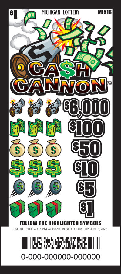 Cash Cannon Michigan pull tab game