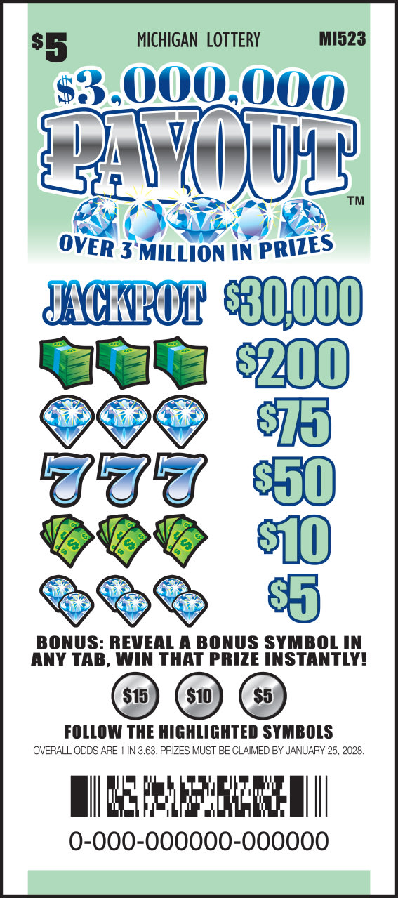 $3,000,000 Payout Michigan pull tab game