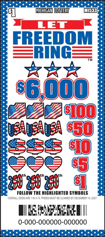 Let Freedom Ring Michigan pull tab game