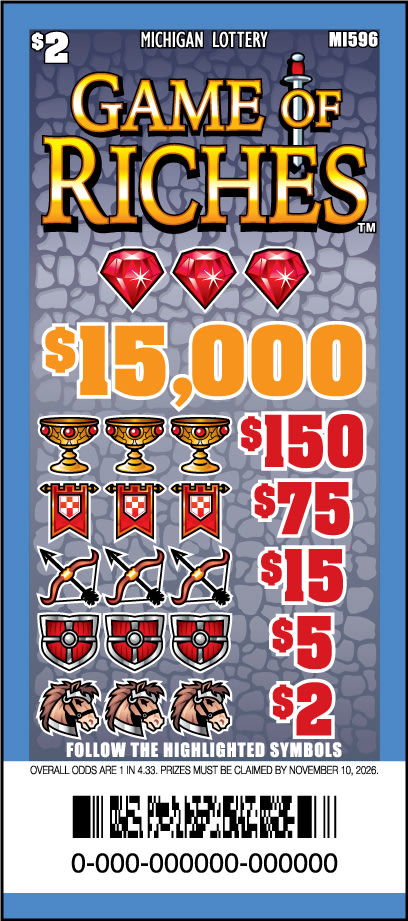 Game Of Riches Michigan pull tab game