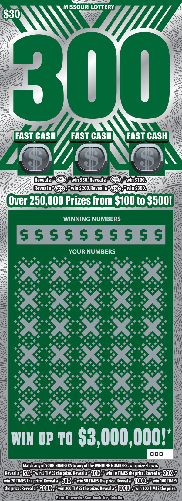 300X Missouri scratch-off ticket