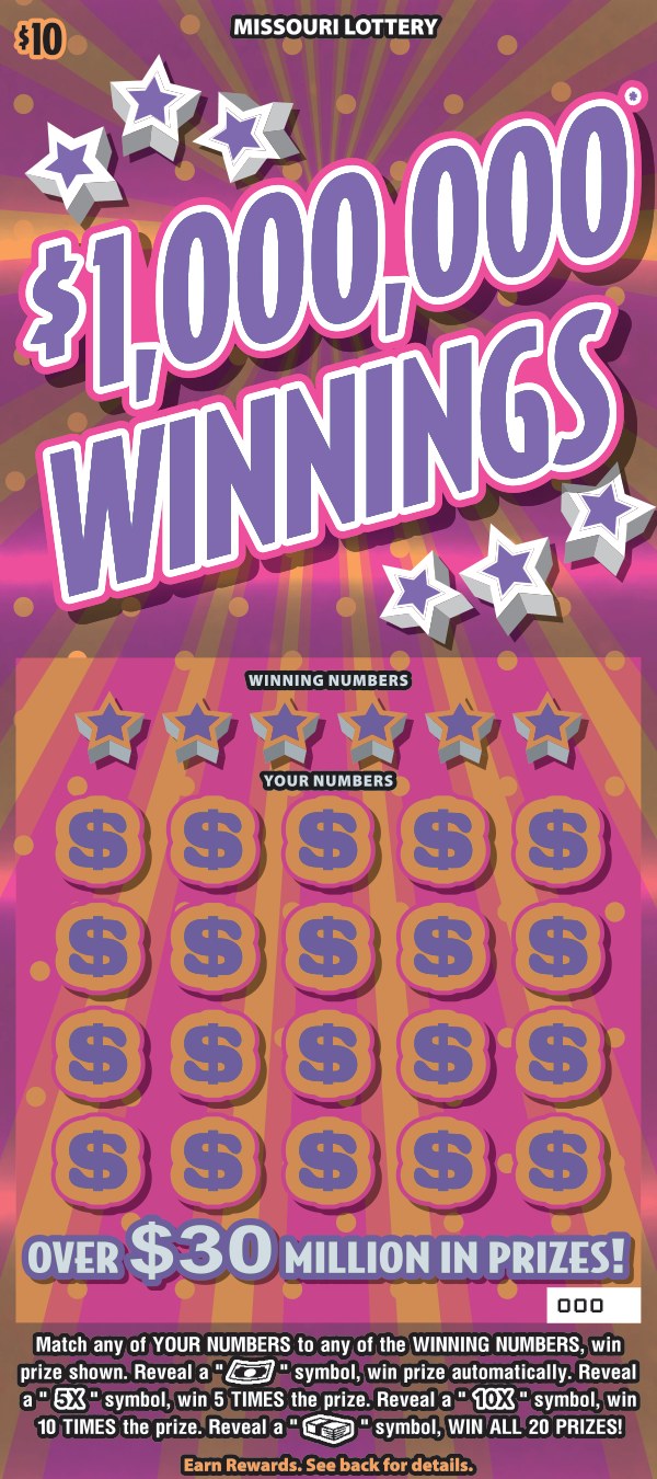 $1,000,000 Winnings Missouri scratch-off ticket