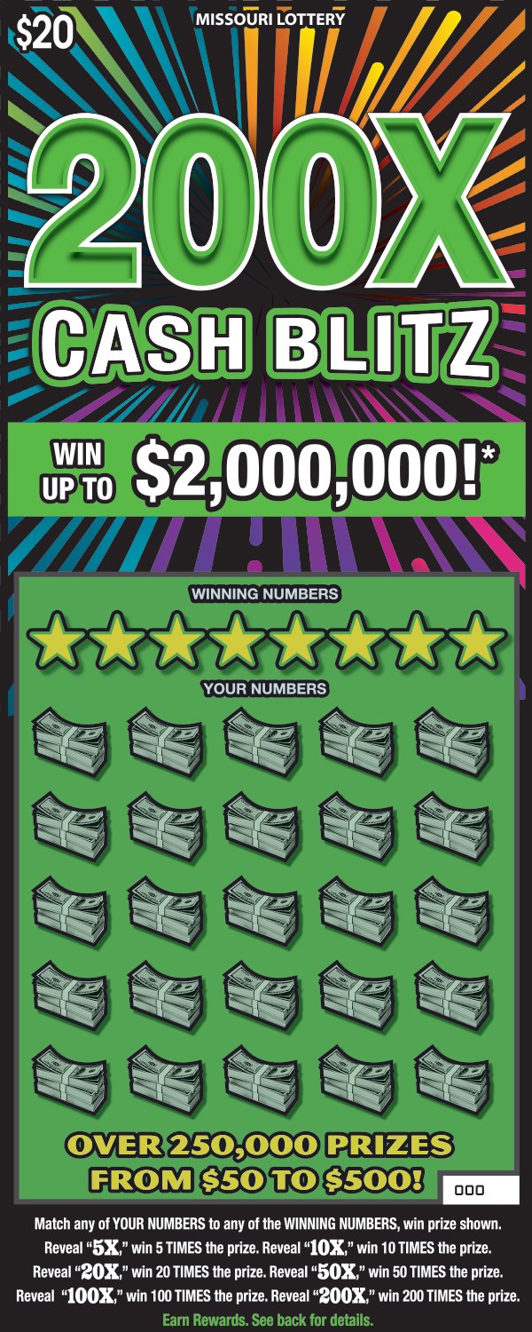 200X Cash Blitz Missouri scratch-off ticket