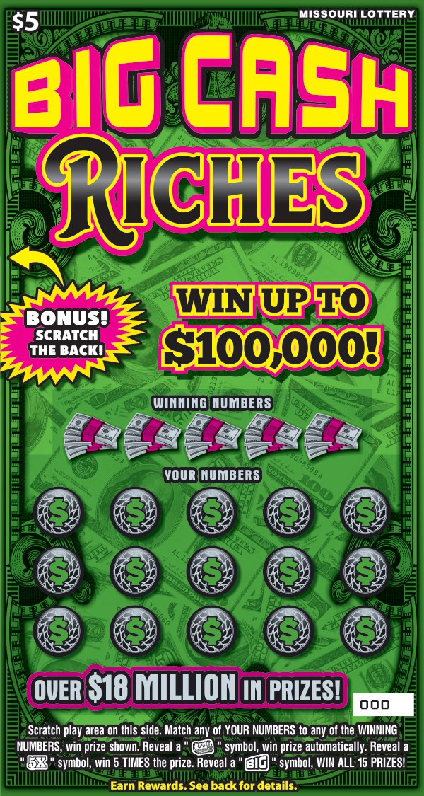 Big Cash Riches Missouri scratch-off ticket