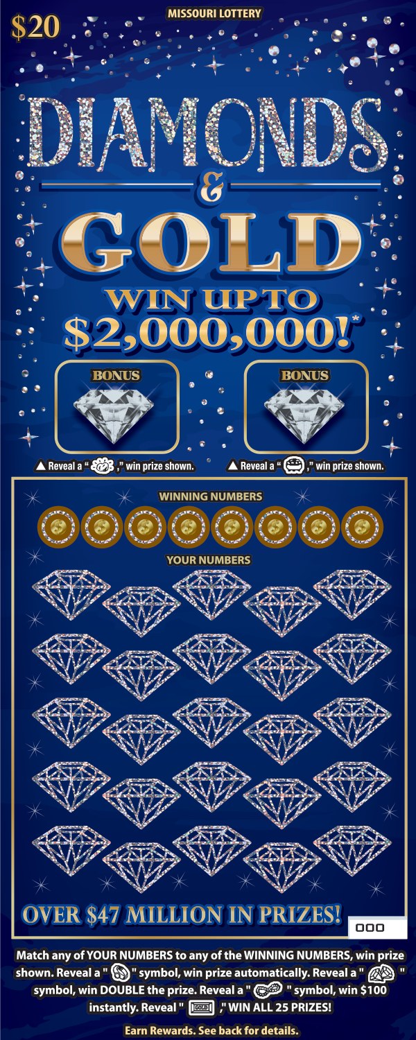 Diamonds & Gold Missouri scratch-off ticket