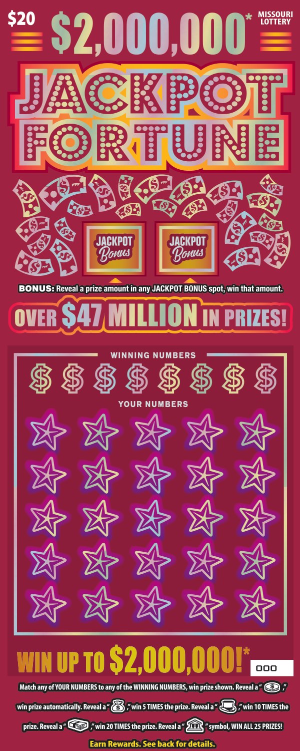 $2,000,000* Jackpot Fortune Missouri scratch-off ticket