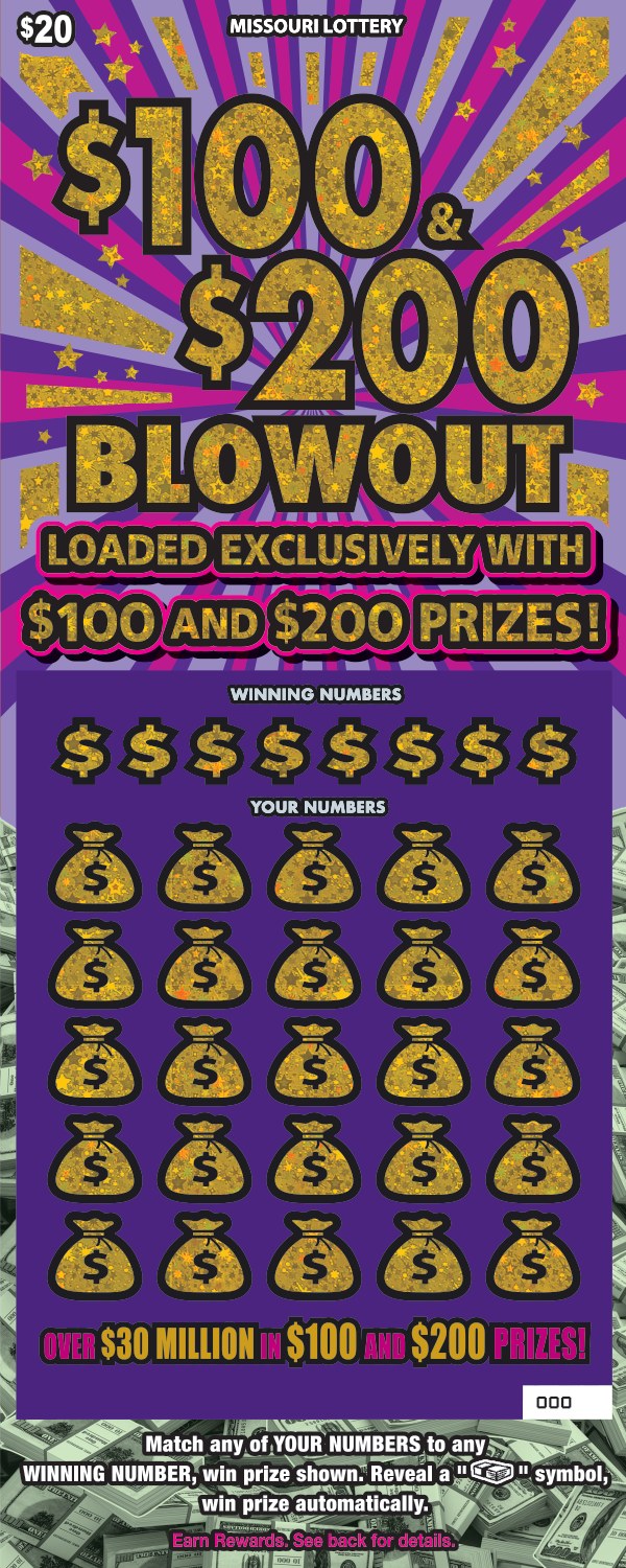 $100 & $200 Blowout Missouri scratch-off ticket