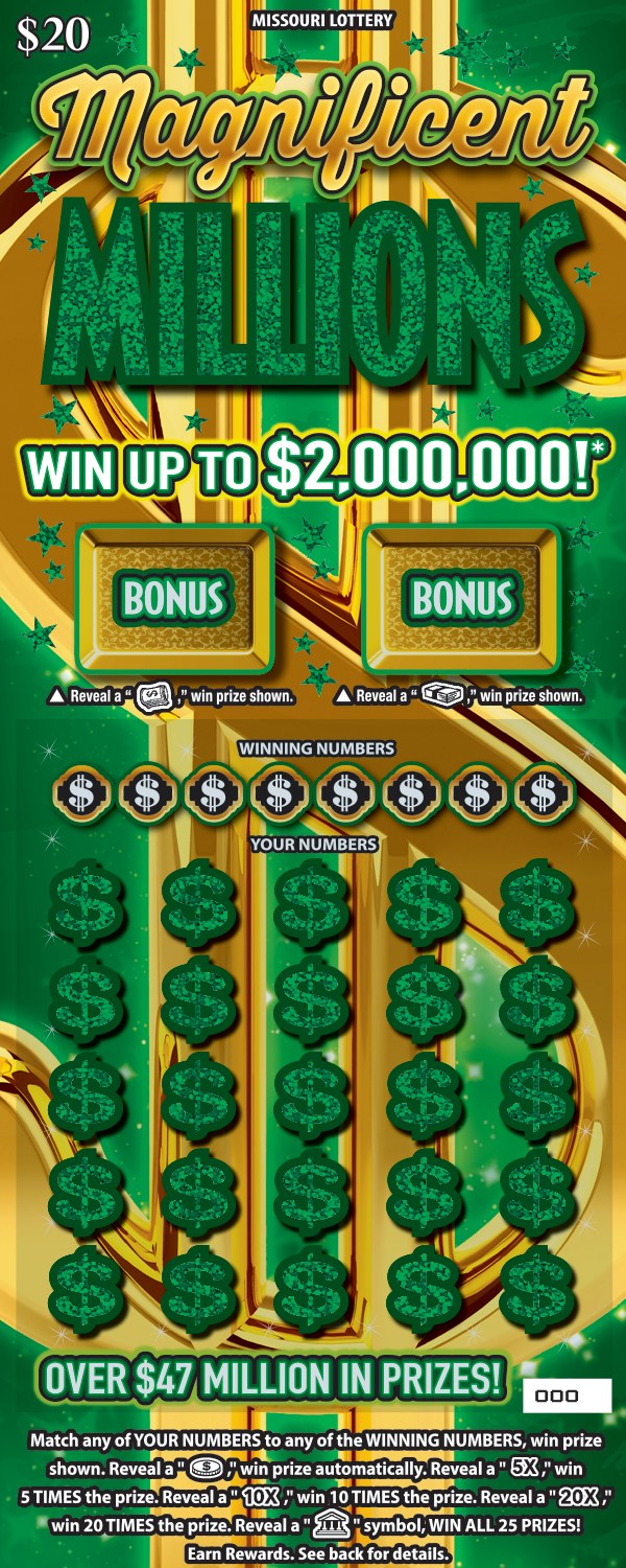 Magnificent Millions Missouri scratch-off ticket