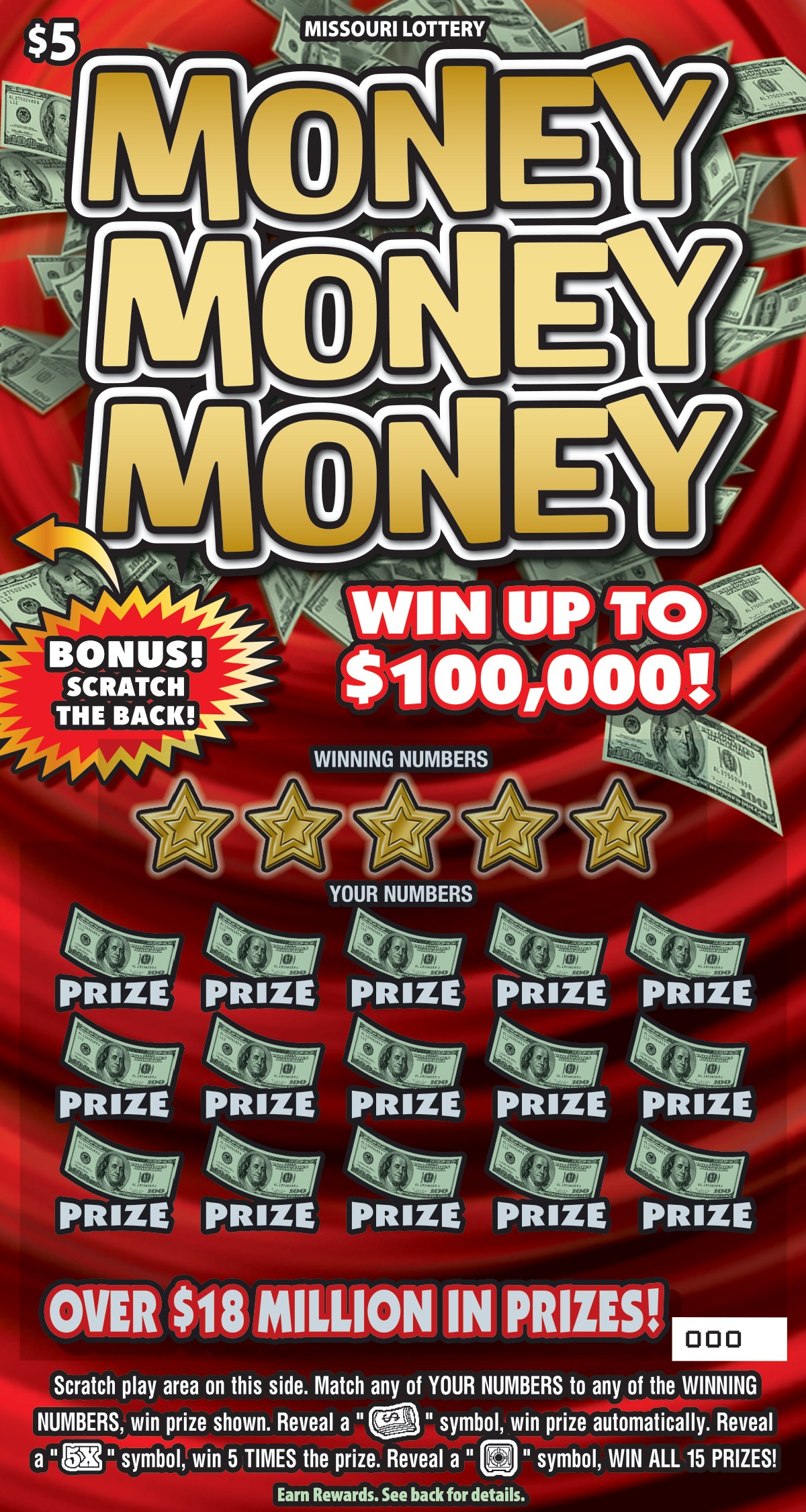 Money Money Money Missouri scratch-off ticket