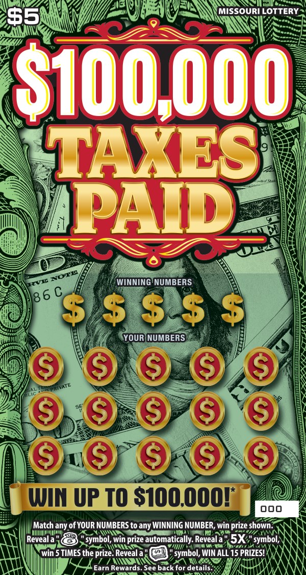 $100,000 Taxes Paid Missouri scratch-off ticket