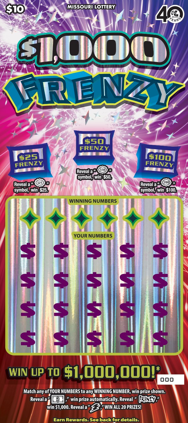 $1,000 Frenzy Missouri scratch-off ticket