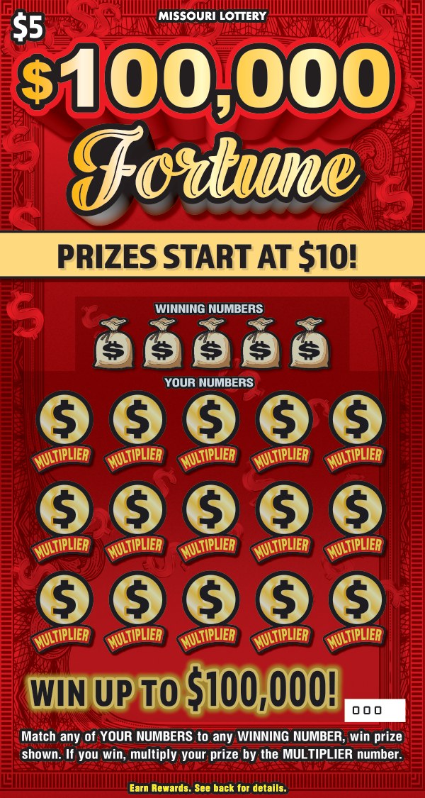 $100,000 Fortune Missouri scratch-off ticket