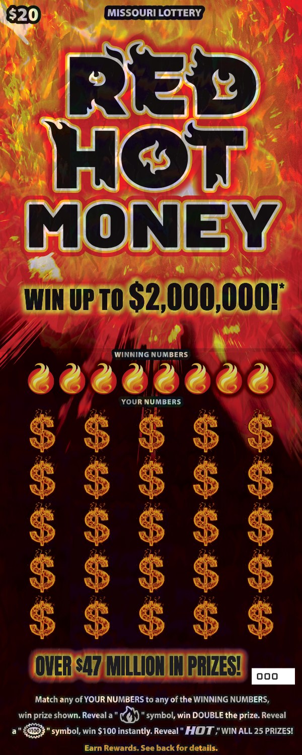 Red Hot Money Missouri scratch-off ticket