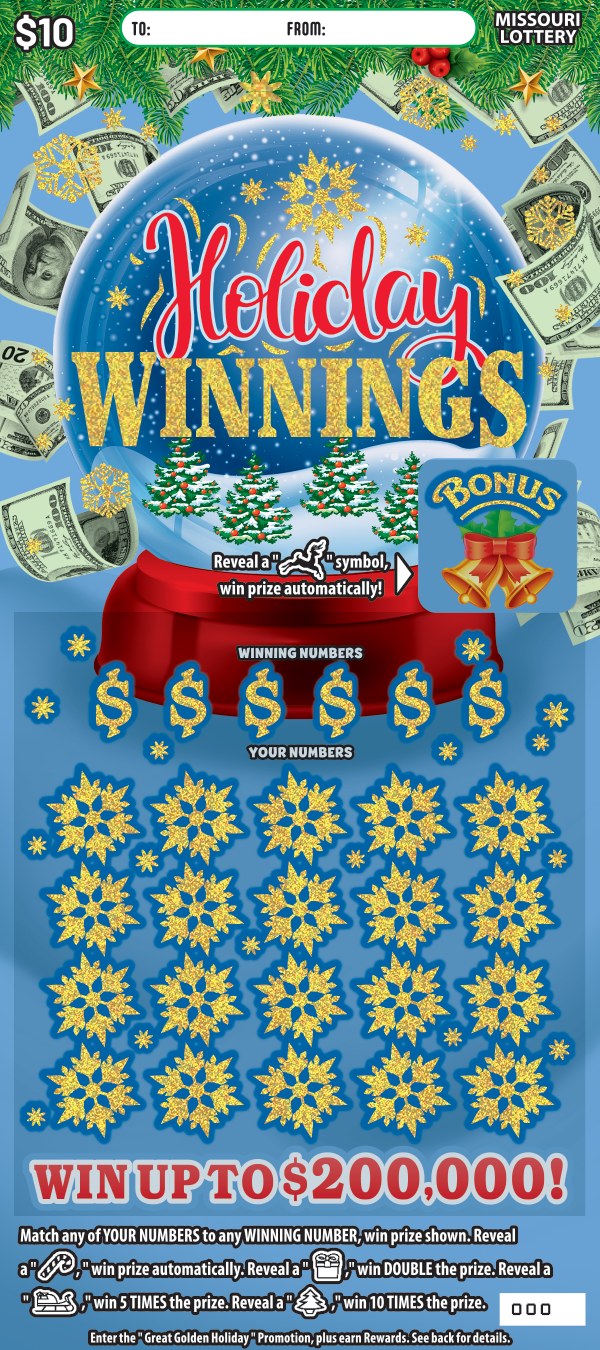 Holiday Winnings Missouri scratch-off ticket