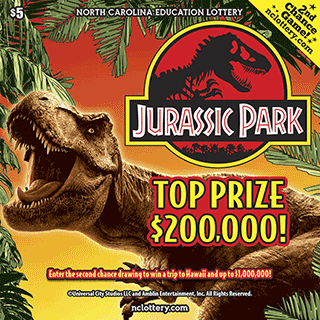 Jurassic Park North Carolina scratch-off ticket