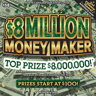 $8 Million Money Maker North Carolina scratch-off ticket