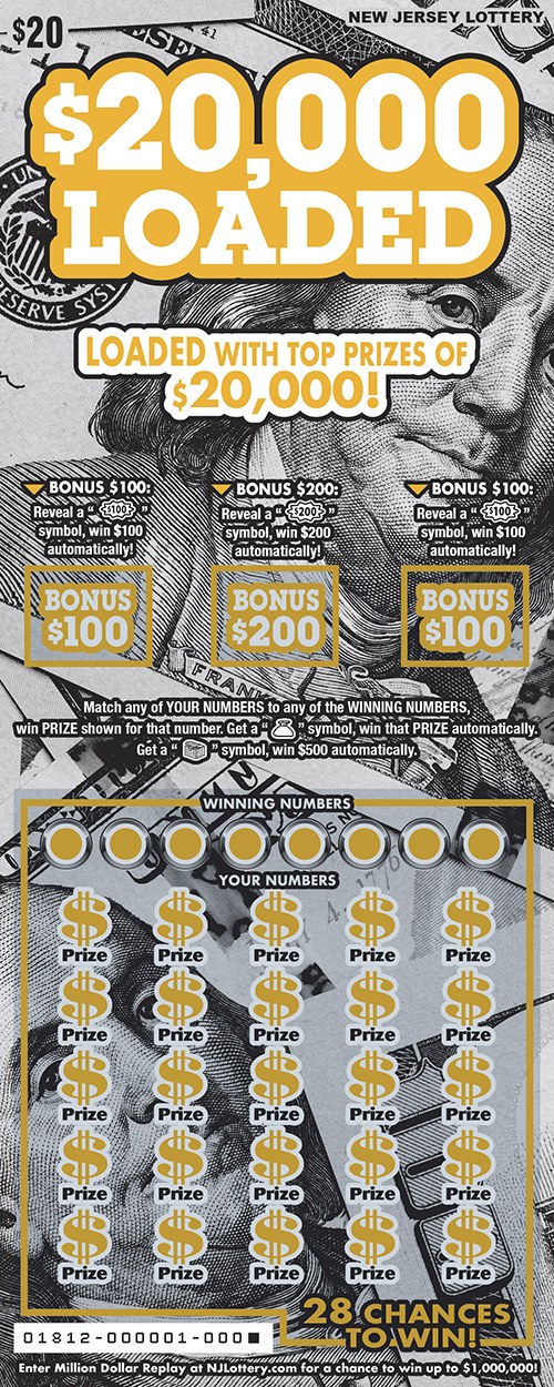 $20,000 Loaded New Jersey scratch-off ticket