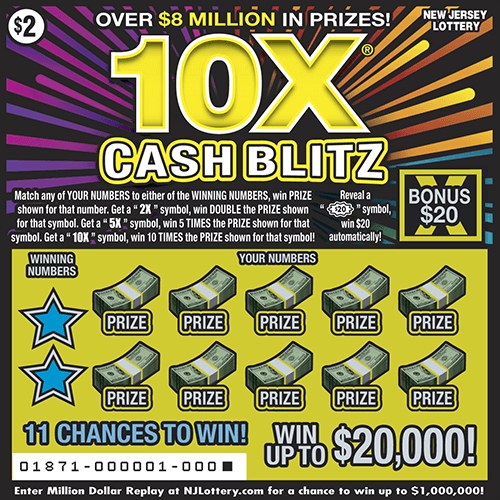 10X Cash Blitz New Jersey scratch-off ticket