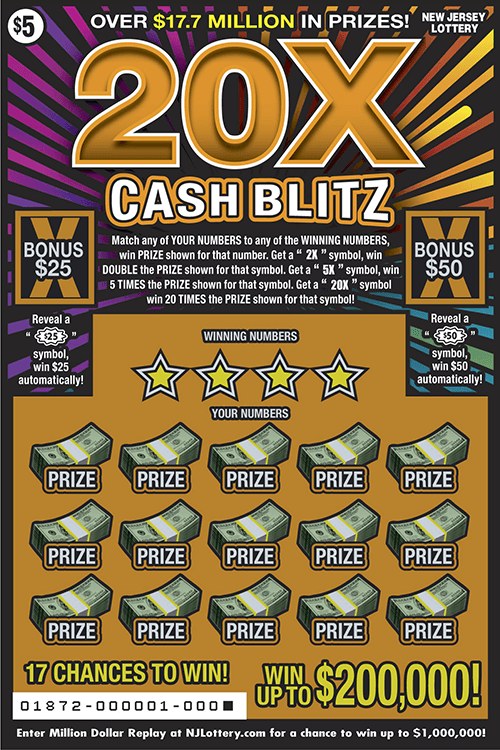 20X Cash Blitz New Jersey scratch-off ticket