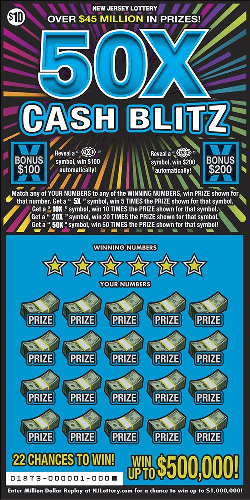 50X Cash Blitz New Jersey scratch-off ticket