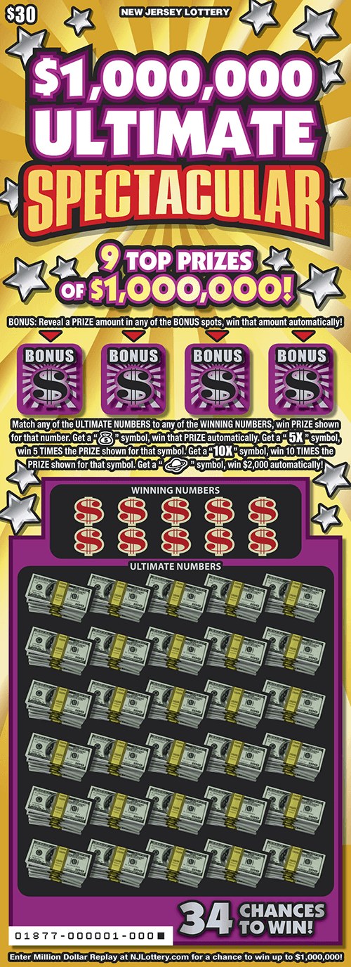 $1,000,000 Ultimate Spectacul New Jersey scratch-off ticket