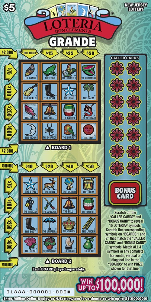 Loteria Grande New Jersey scratch-off ticket