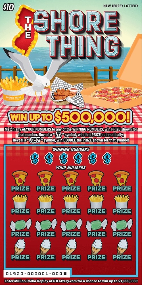 The Shore Thing New Jersey scratch-off ticket