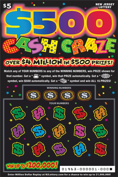 $500 Cash Craze New Jersey scratch-off ticket