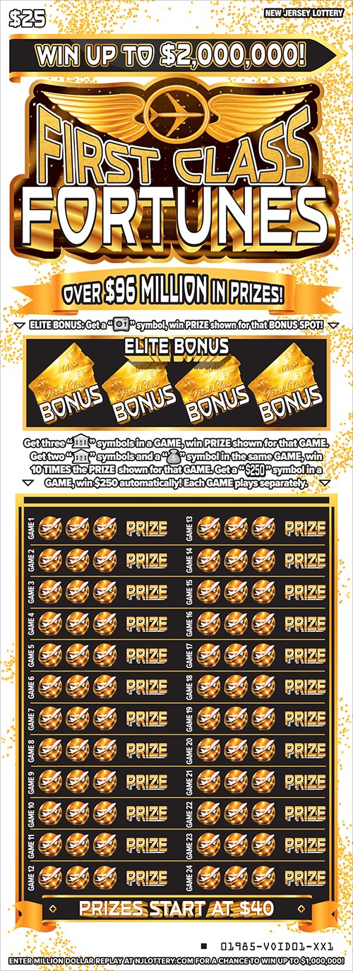 First Class Fortunes New Jersey scratch-off ticket