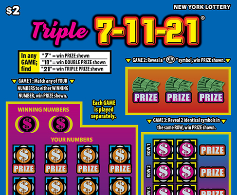 Triple 7-11-21 New York scratch-off ticket