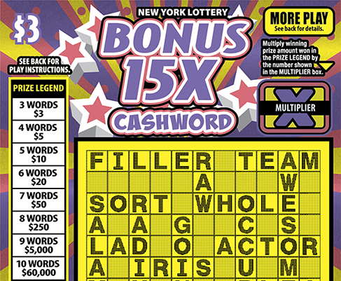 Bonus 15X Cashword New York scratch-off ticket
